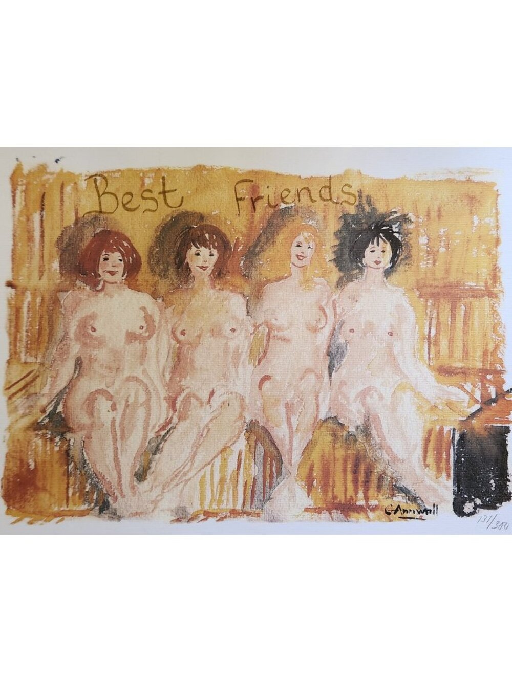 Gunilla Annwall Best Friends Signed Limited Print Female Figures Wall Art